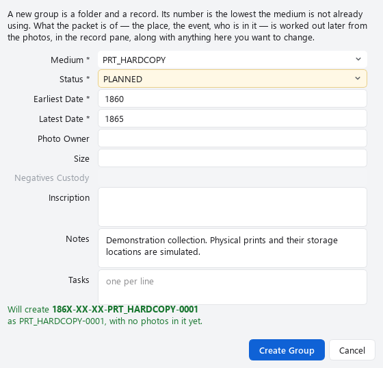 Choose the medium and date range, then review the folder Continuum will create.