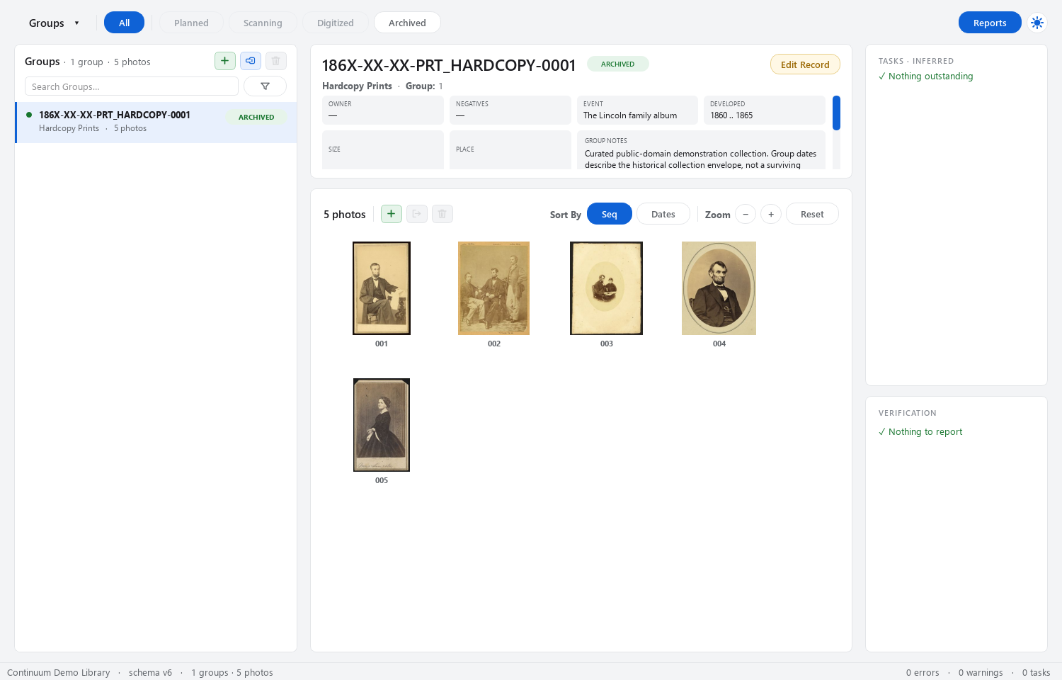 The first Group is complete: the beginnings of the demo library from the homepage.